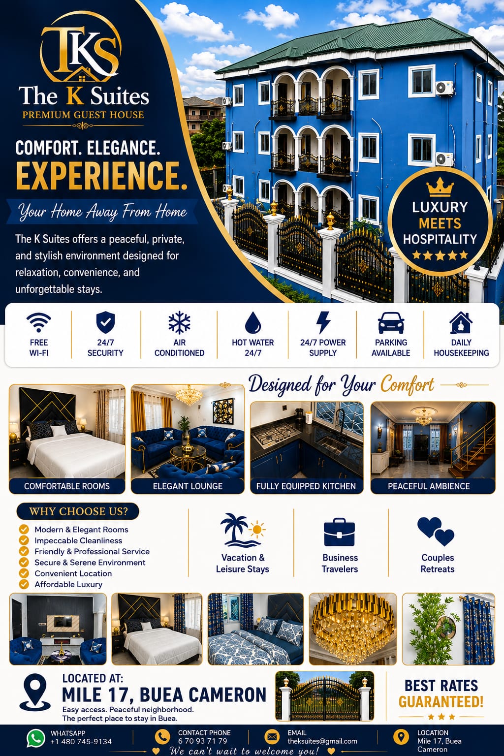 The K Suites flyer — Comfort. Elegance. Experience.